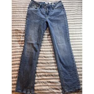 Time and True Women's Size 12 Straight 93% Cotton 2% Spandex Medium Wash Blue